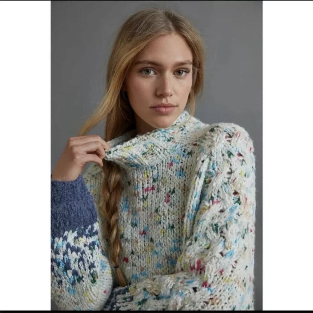Anthropologie Sweater Womens size M Multicolor Gaia Alpaca Wool Blend
